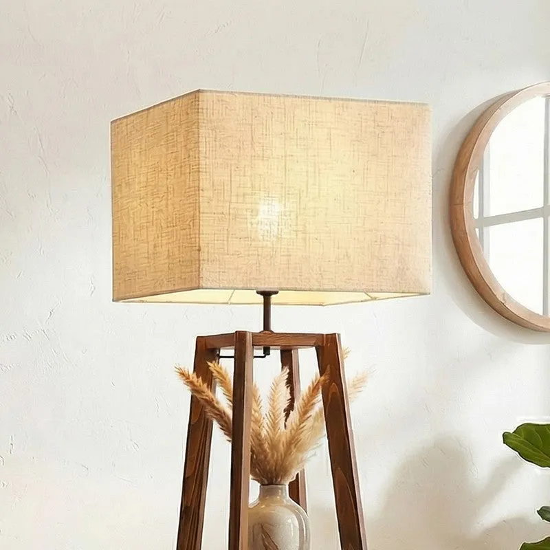 Akris Wooden Floor Lamp With Shelves media 4
