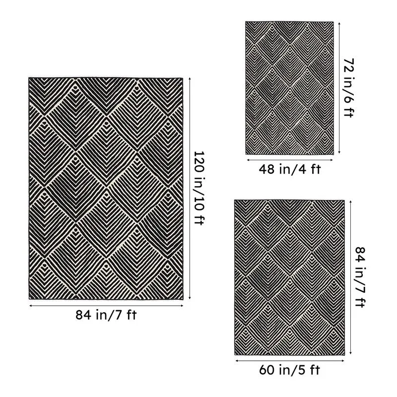 Medon Hand Tufted Geometric Wool & Nylon Carpet - Black media 15