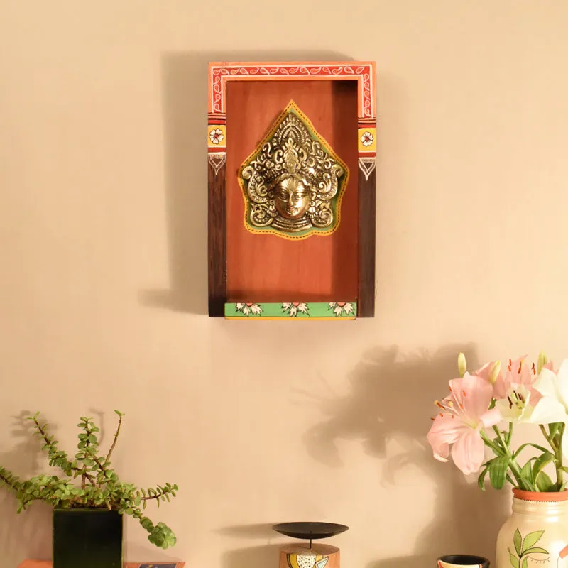 Brass Vishnu Sculpture Wooden Wall Accent media 1