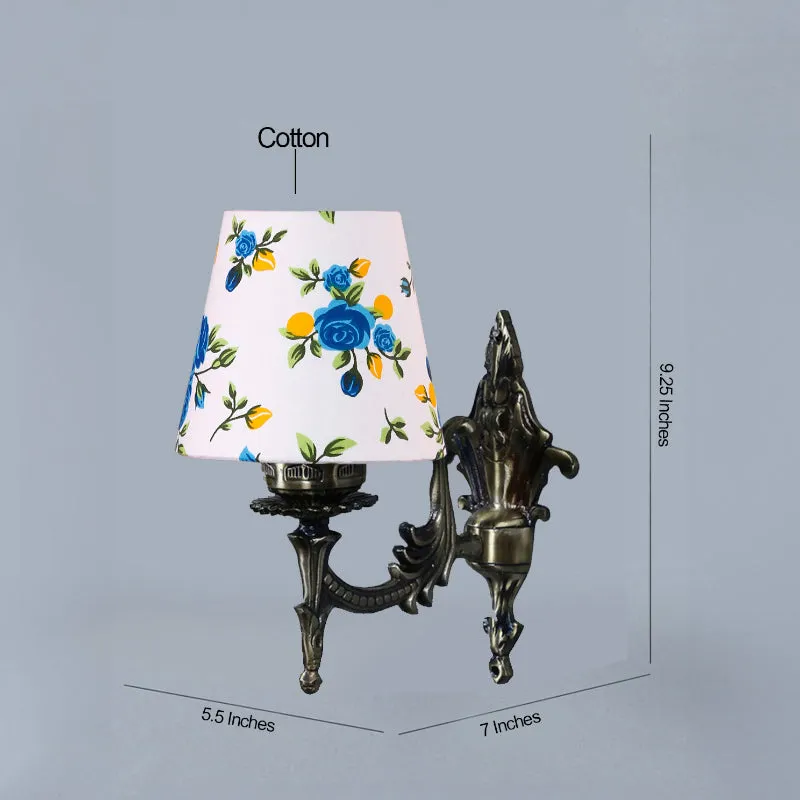 Vista Edrel Blue Fleur Conical Fabric & Metal Wall Lamp media 5