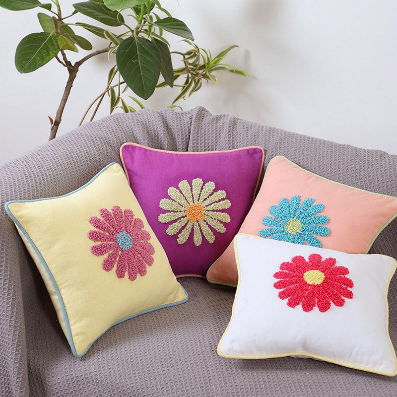 Thread & Daisy Cotton Cushion Cover (Multicolor) - Set OF Four media 2