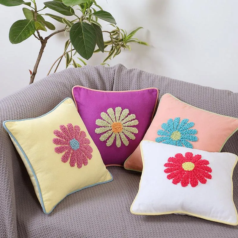 Thread & Daisy Cotton Cushion Cover (Multicolor) - Set OF Four media 2