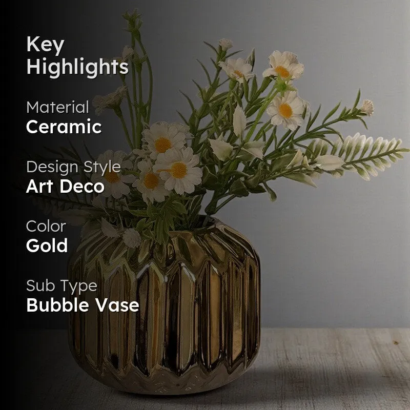 Agave Arc Metallic Gold Ceramic Vase media 2