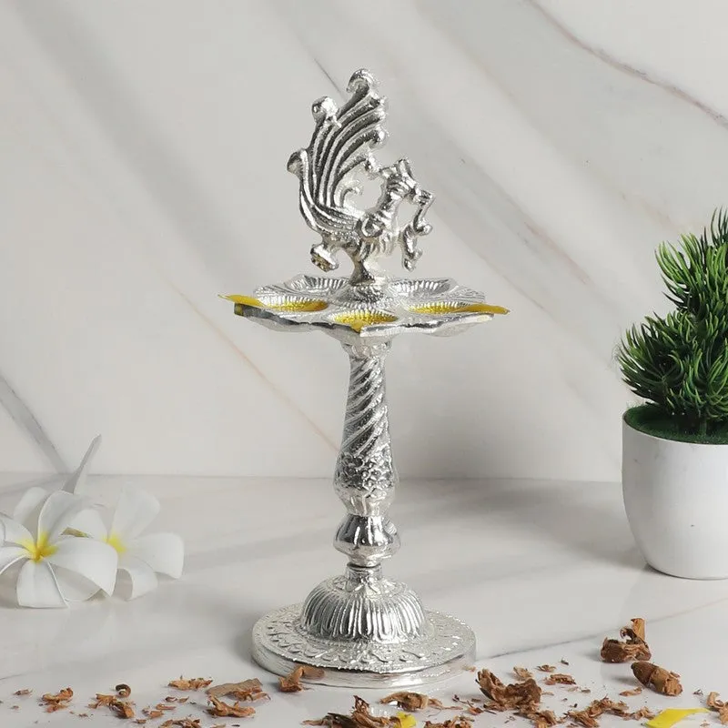 Antique Mayur Diya - Silver media 1
