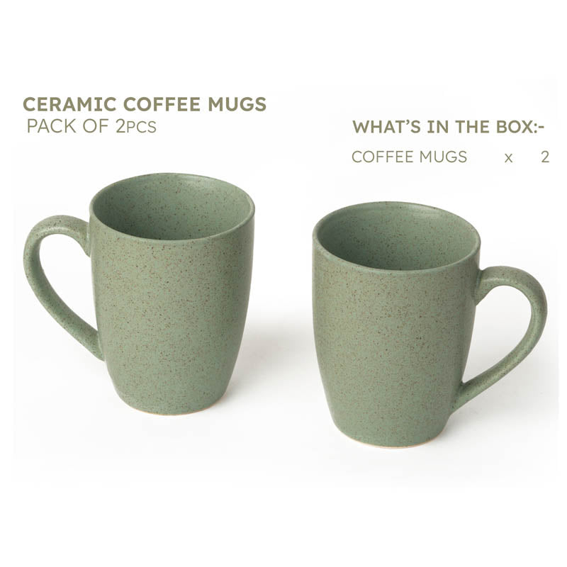 Sip & Style Ceramic Coffee Mug (Green/300 mL Each) - Set Of Two media 4