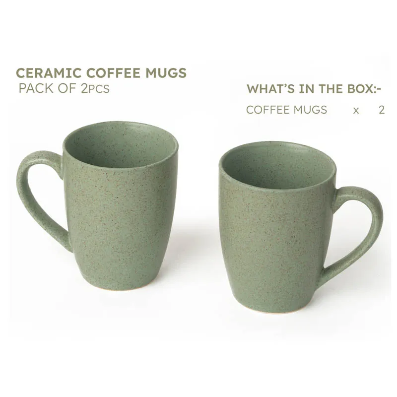 Sip & Style Ceramic Coffee Mug (Green/300 mL Each) - Set Of Two media 4