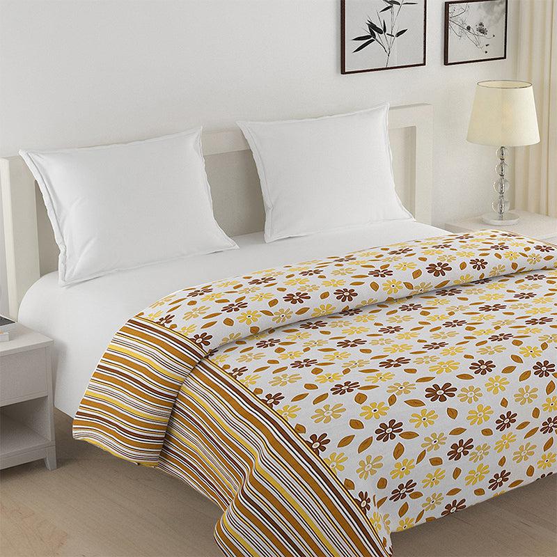 Swayam Smera Floral Cotton Comforter (Brown & Yellow) - 150 GSM media 3