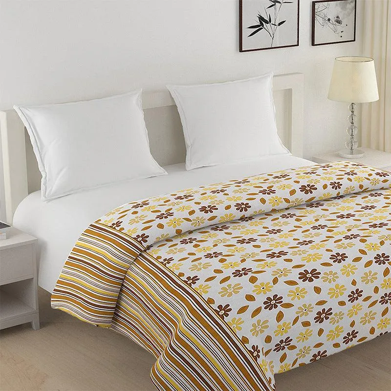 Swayam Smera Floral Cotton Comforter (Brown & Yellow) - 150 GSM media 3