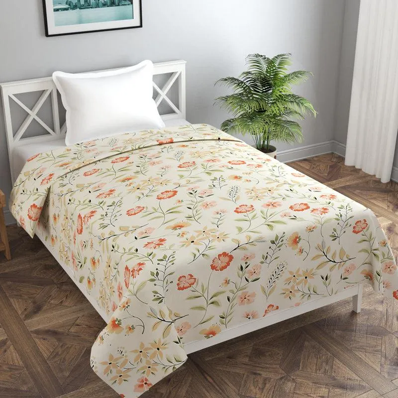 Hushed Blooms Floral Cotton Duvet Cover - 210 TC media 1