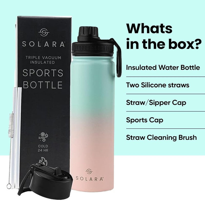 Solara Insulated Stainless Steel Bottle (650 mL) - Pink,Blue media 6