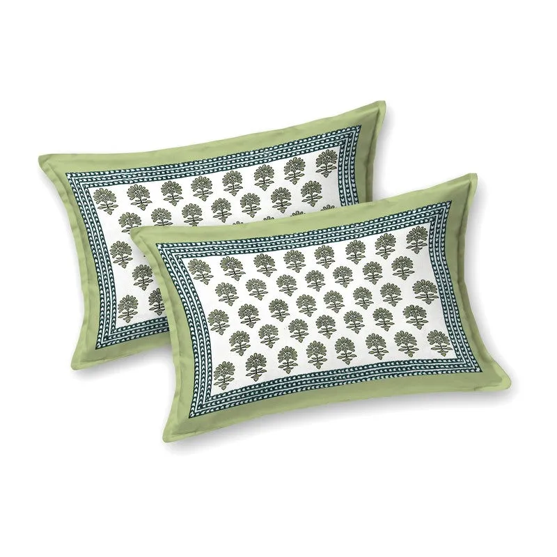 Designio Cotton Bedsheet (Green,White) - 240 TC media 4