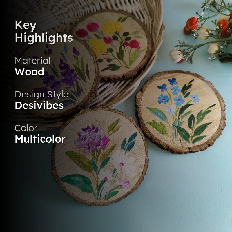 Lavender Lume Fuse Handpainted Coaster -  Set Of Four media 2
