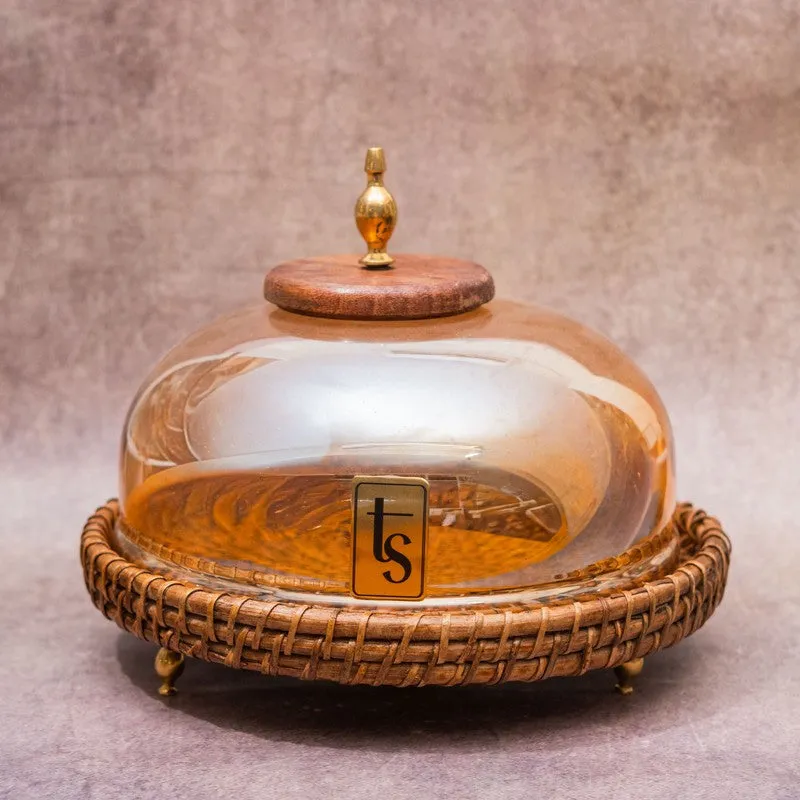 Crystal Cover Glass Dome Wooden Cake Stand media 3