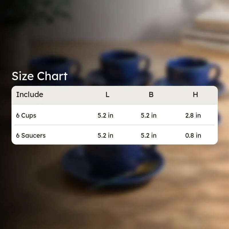 Siplet Cup & Saucer (Blue/150 mL Each) - Set of Six media 8