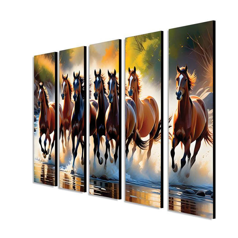 Horse Stride Wall Painting - Set Of Five media 6
