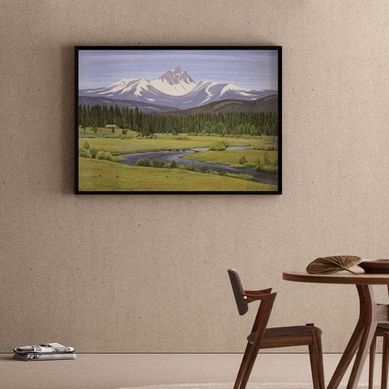 In The Cascade Mountains Canvas Wall Painting - Black Frame