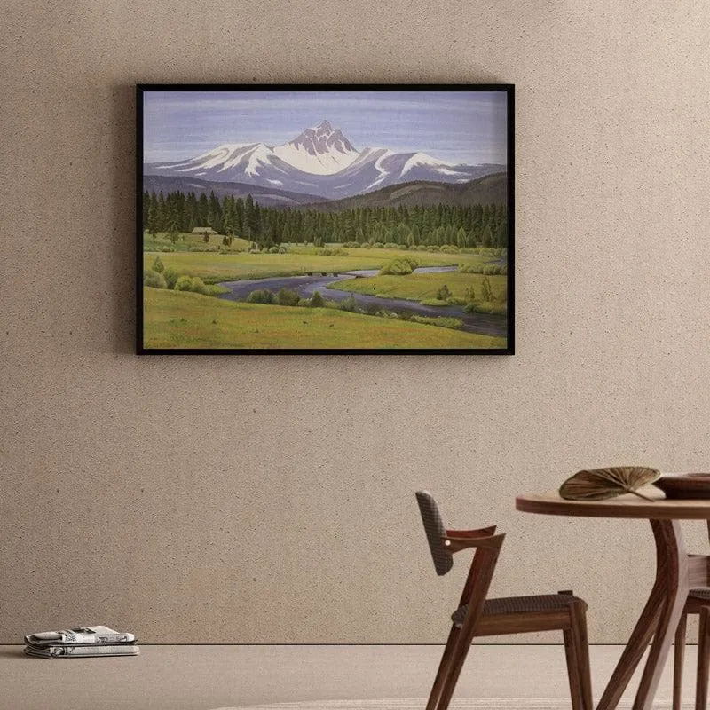 In The Cascade Mountains Canvas Wall Painting - Black Frame media 1