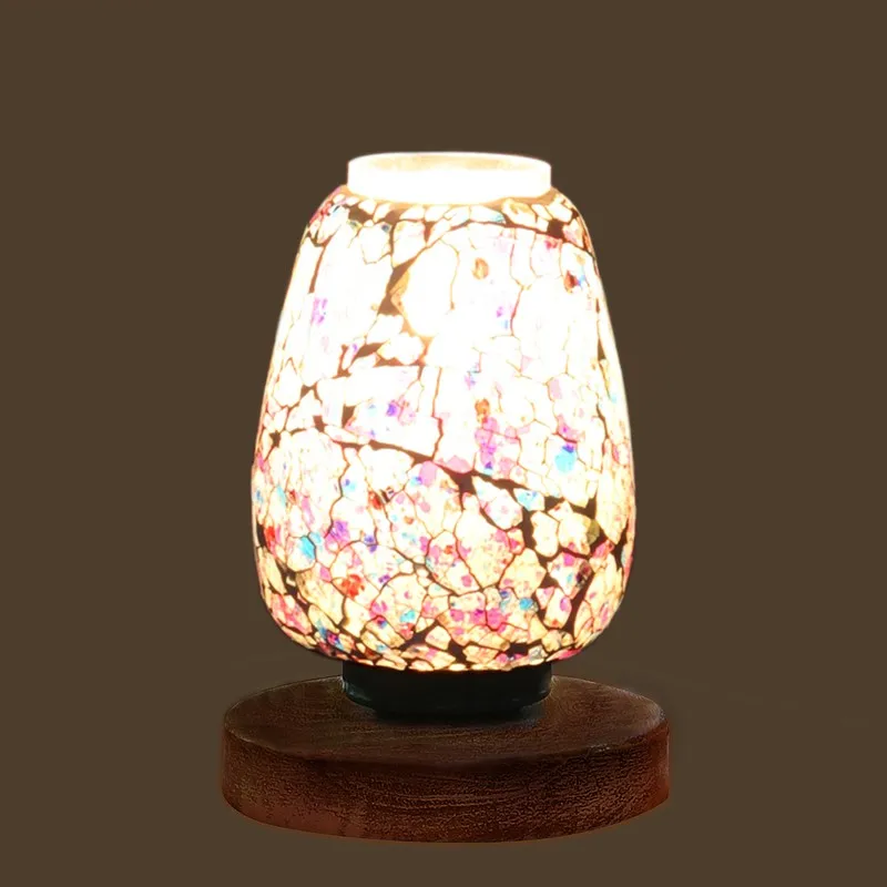 Glevis Glass Table Lamp With Wooden Base - Multicolor media 6