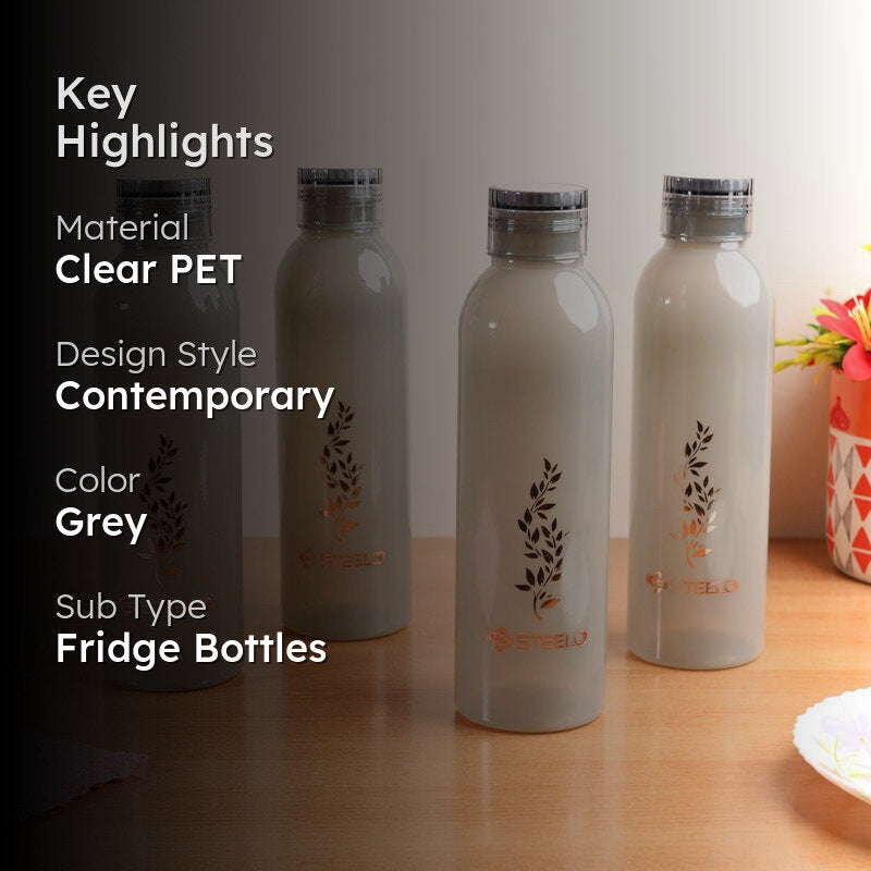 AquaBloom Grey Clear PET Bottle (1000 mL Each) - Set Of Four media 2