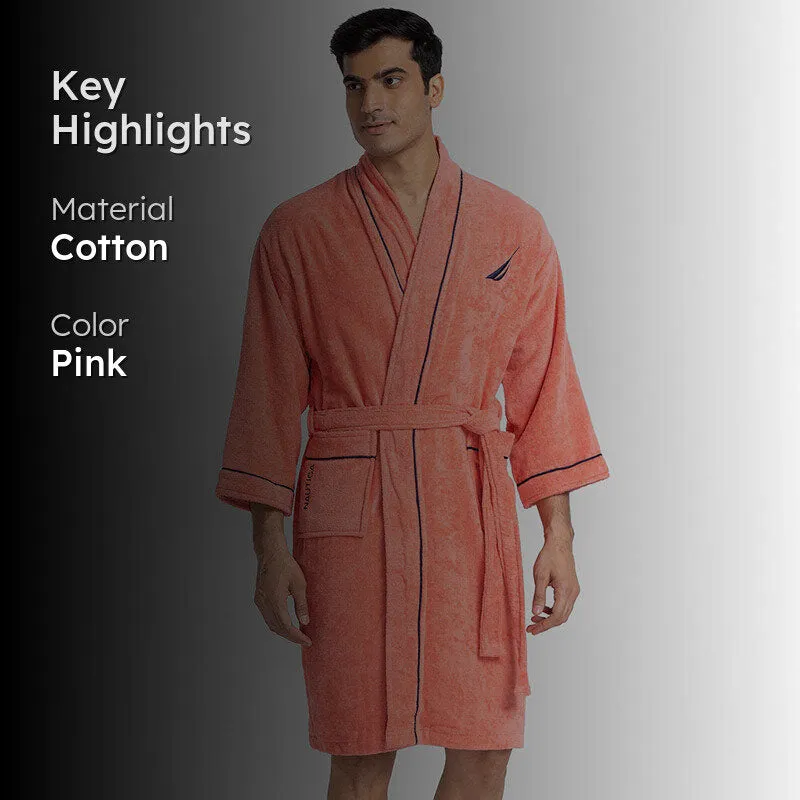 Nautica Men's Cashmere Dreams Cotton Bath Robe - Coral media 2