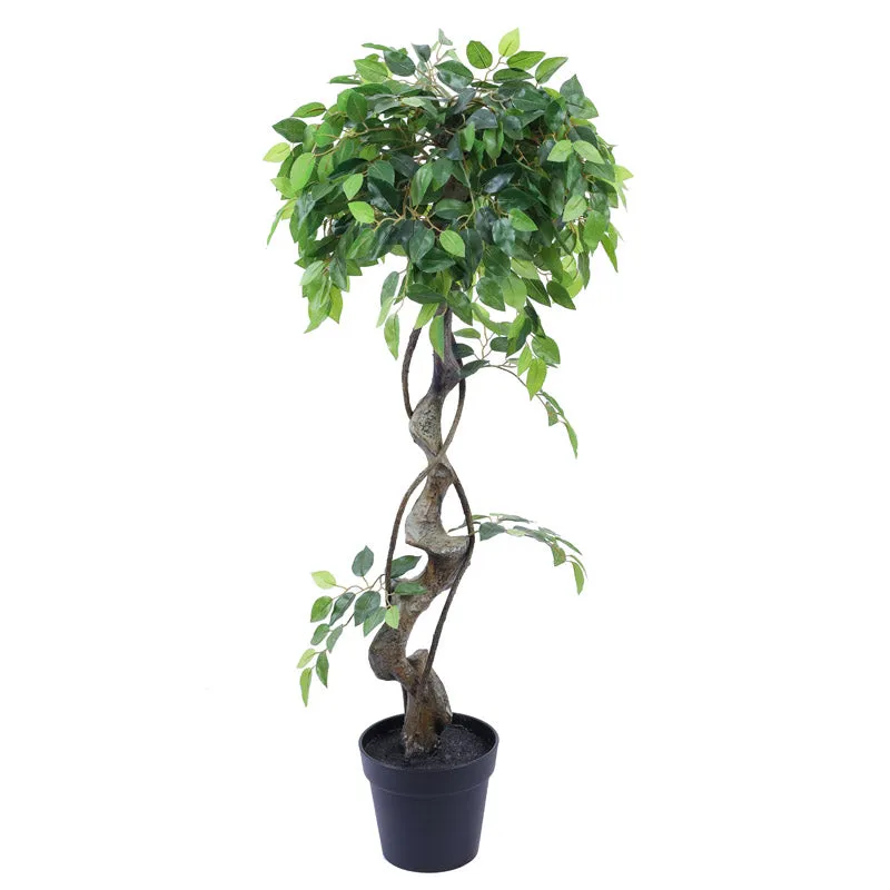 Artificial Realistic Ficus Bonsai With Black Plastic Pot - 3.9 Feet media 5