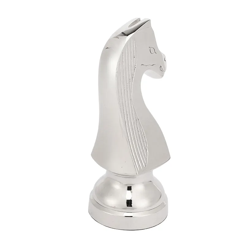 Knight Aluminum Horse Showpiece - Silver media 5