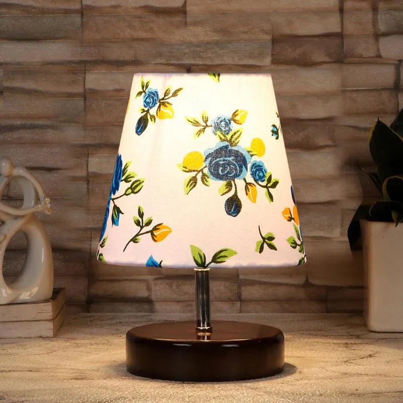 Mita Blue Fleur Fabric Table Lamp - Multicolor media 1