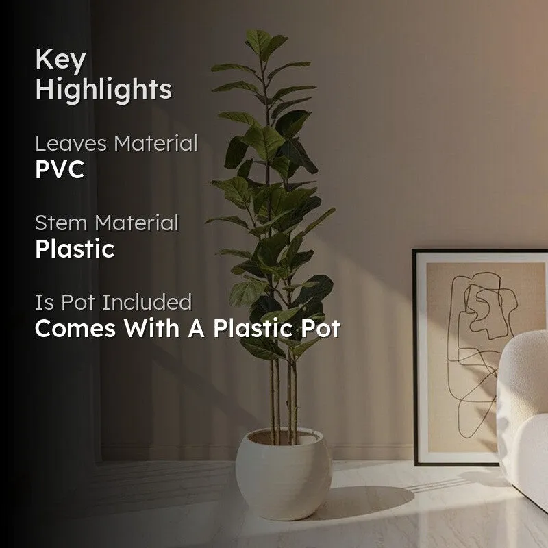 Majestic Fiddle Leaf Fig Artificial Plant With Black Plastic Pot media 2