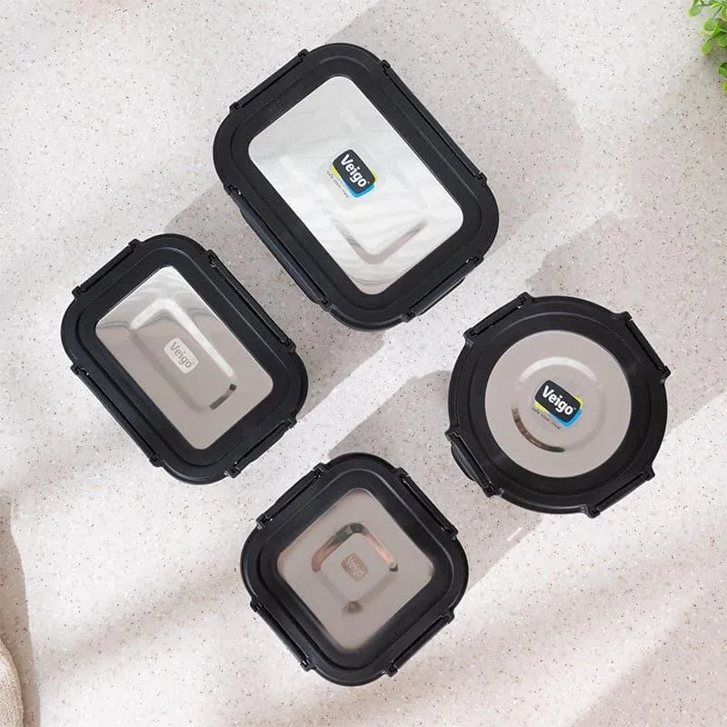 Nibble Love Black Glass Lunch Box (370/640/400/320 ML) - Set Of Four media 4