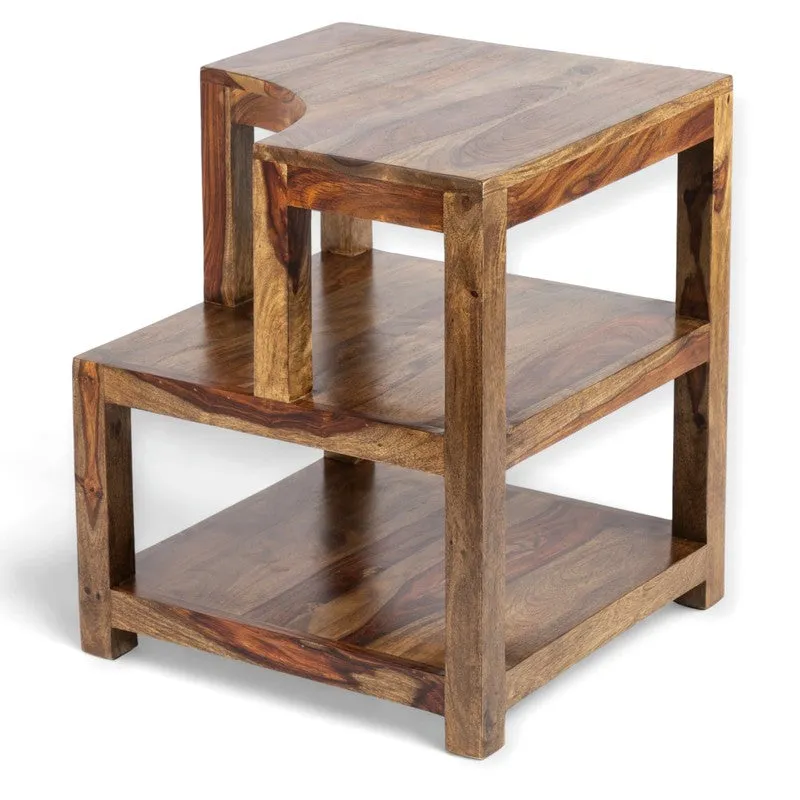 Xverix Sheesham Wooden Side & Bedside Table - Light Brown media 4