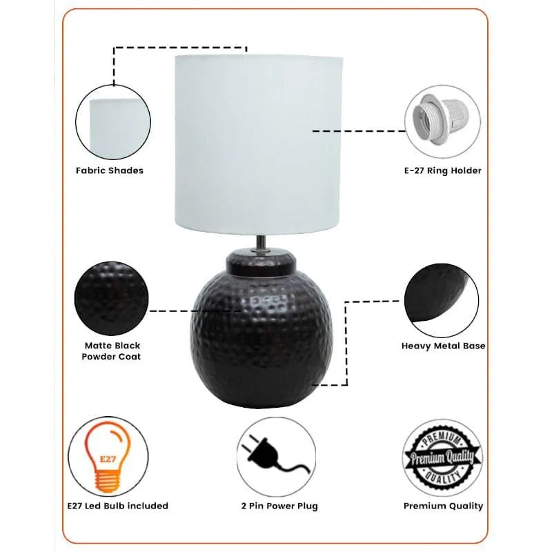 Marie Pastha Fabric Table Lamp - White,Black media 5