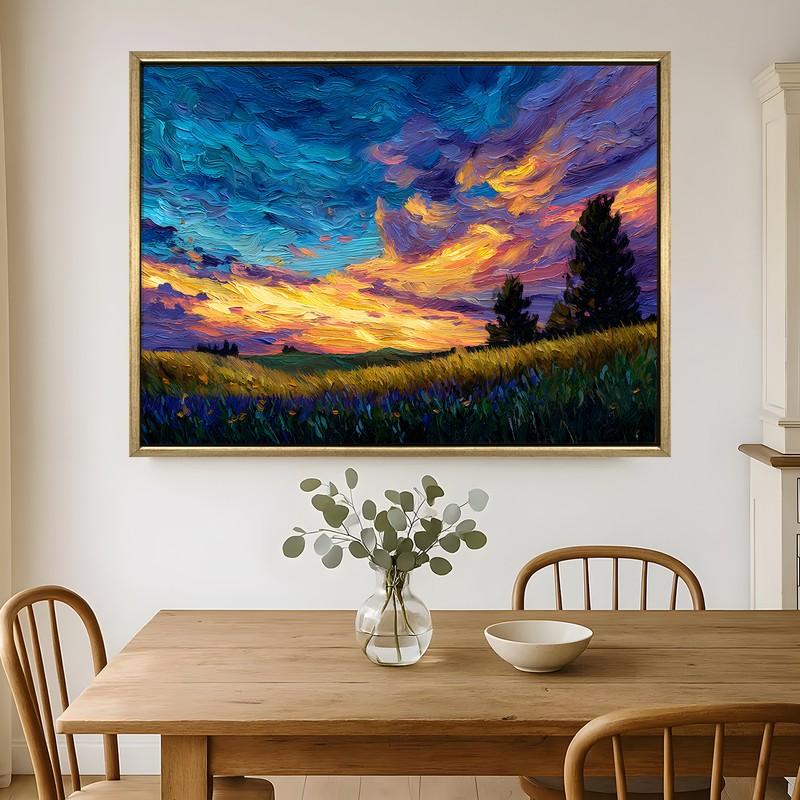 Violet Skies Canvas Wall Painting With Frame