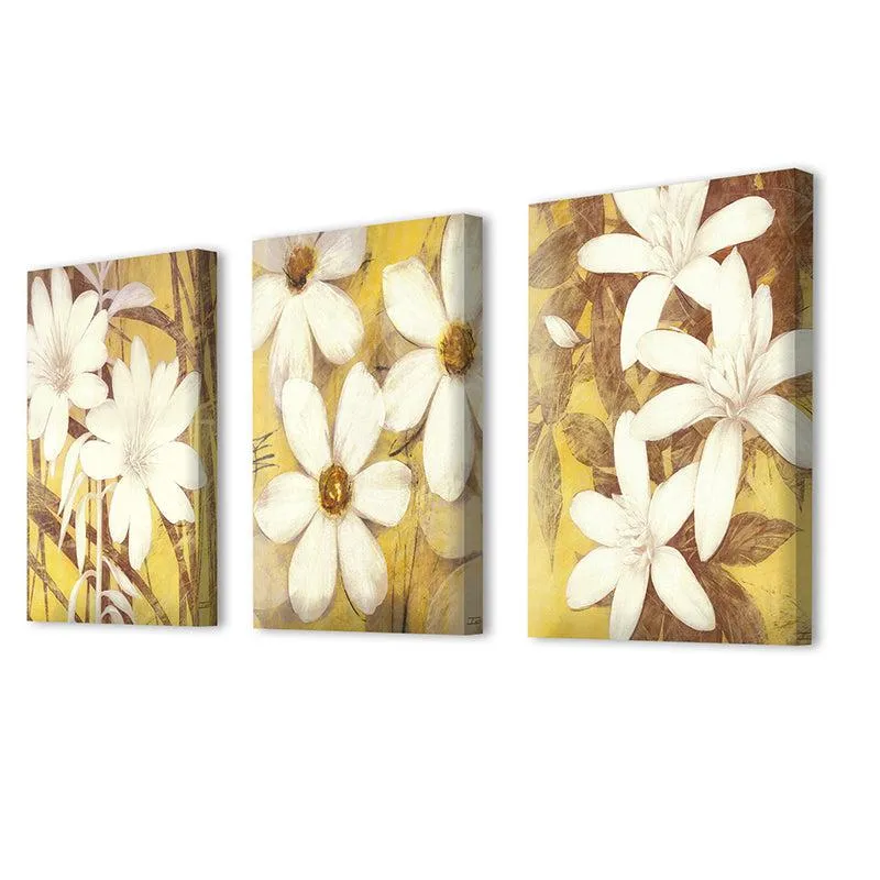 Pristine Daisy Canvas Wall Painting - Set Of Three media 5