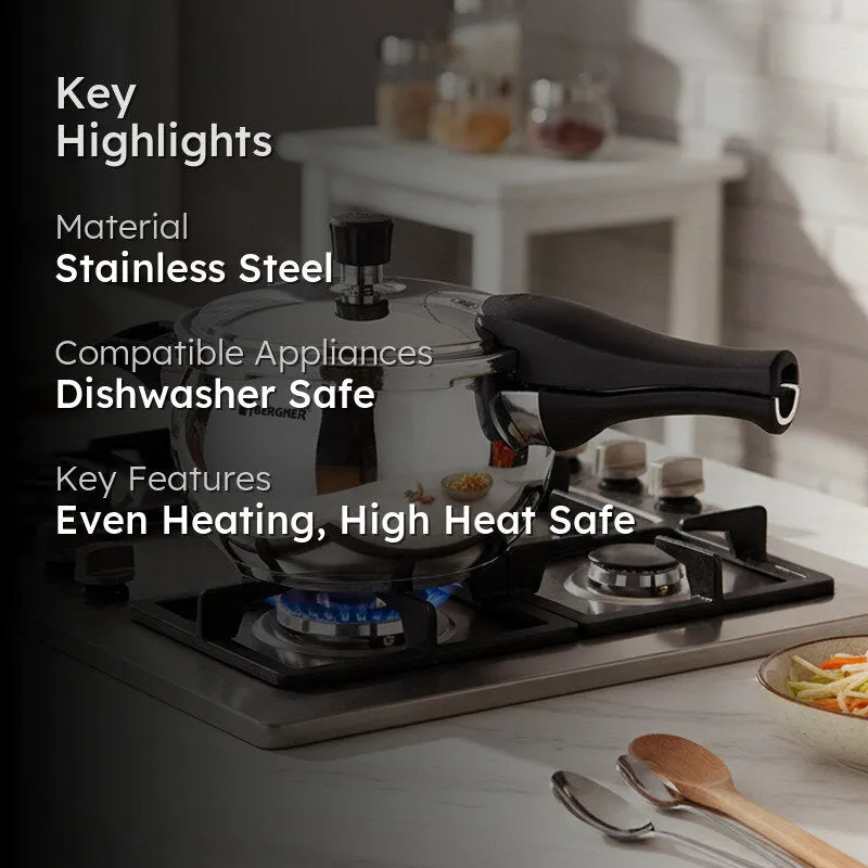 Bergner Stainless Steel Belly Shape Pressure Cooker - 1500 mL media 2
