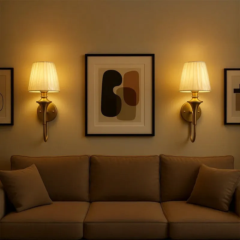 Luminthra Brass And Fabric Wall Lamp media 6