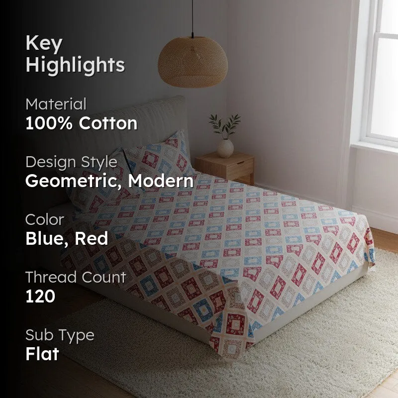 Chakra Ethnic Cotton Bedsheet (Peach) - 120 TC media 2