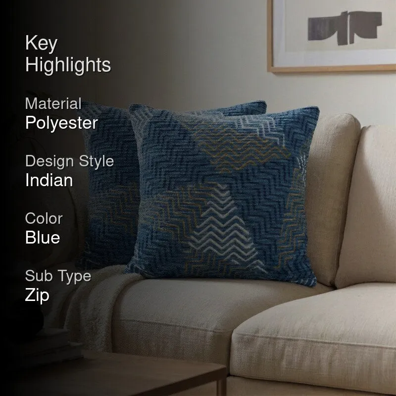 ModMatrix Embroidered Cushion Cover (Blue) - Set Of Two media 2