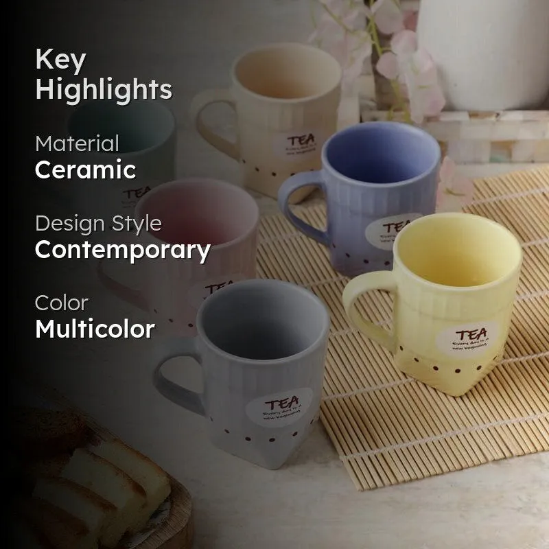 Quirk Ceramic Tea Cup (130 mL Each) - Set of Six media 2