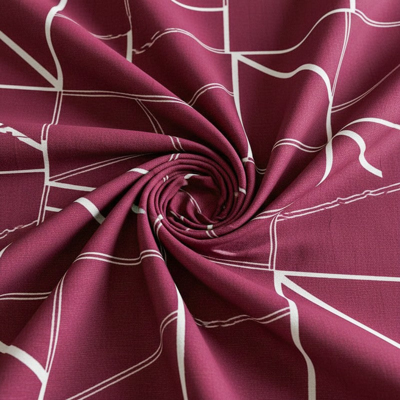 Manal Geomatric Neon Print Cotton Bedsheet s(Maroon) - 144 TC media 5
