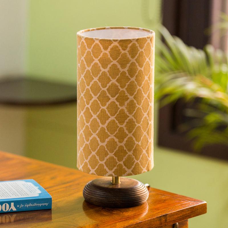 Hemang Handcrafted Mango Wood Table Lamp - Brown media 2