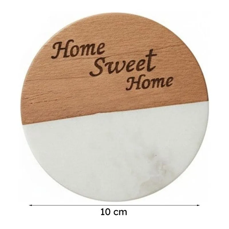 Mocha Round Engraved Marble Coasters - Set Of Two media 8