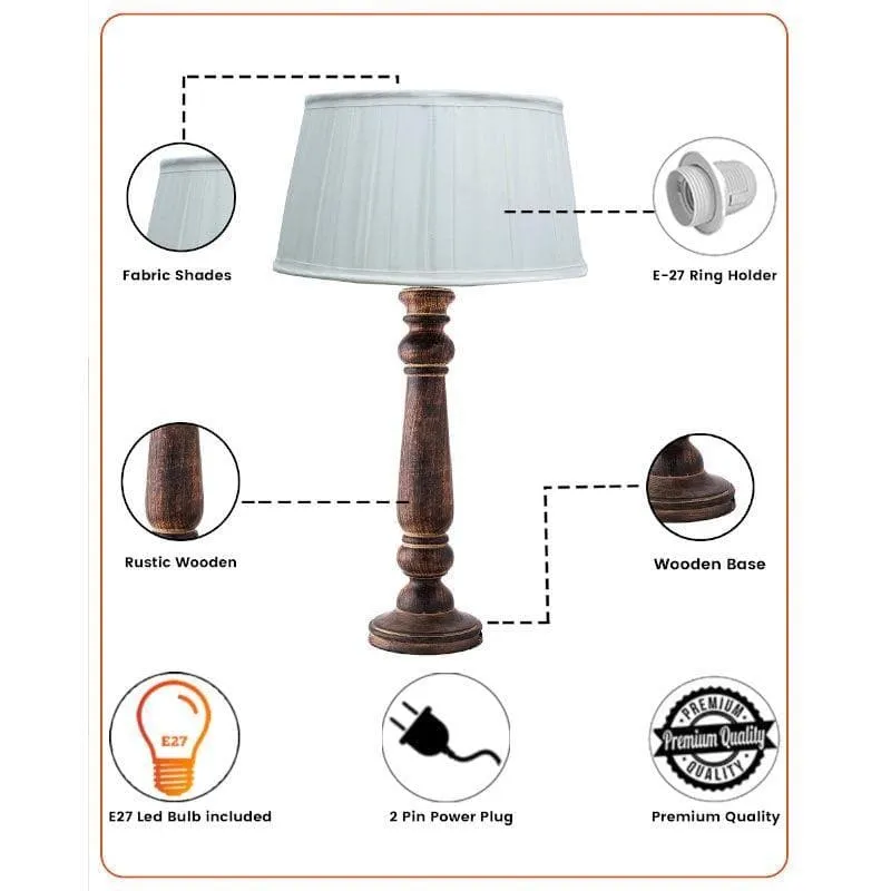 Nivriti Fabric Table Lamp - White,Brown media 6