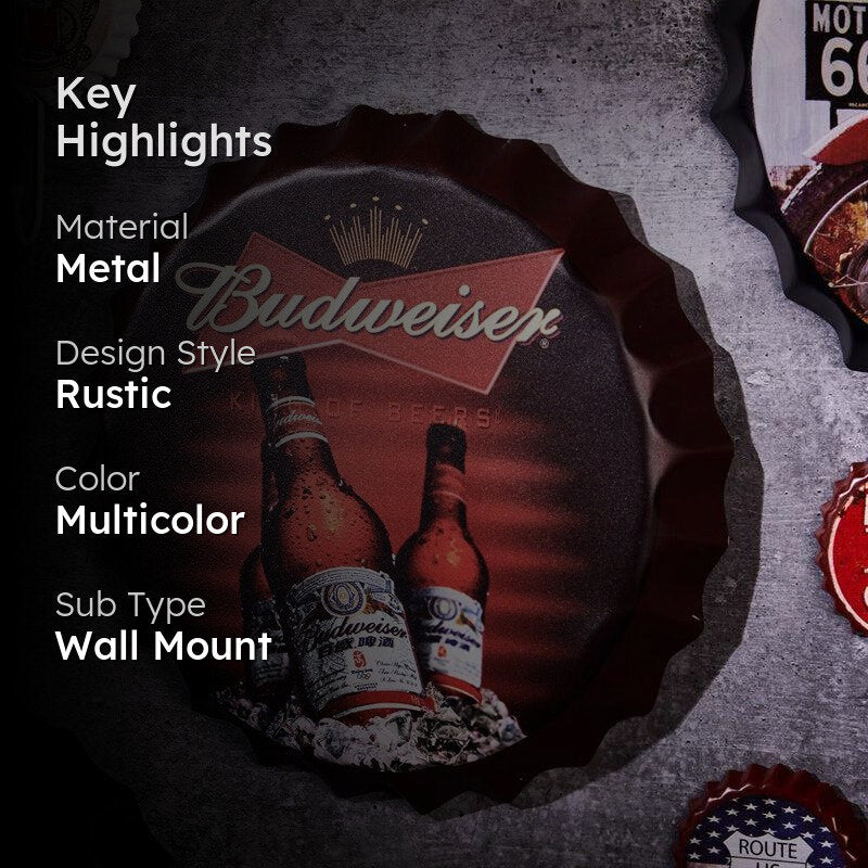 Budweiser Bottle Cap Metal Wall Accent media 2
