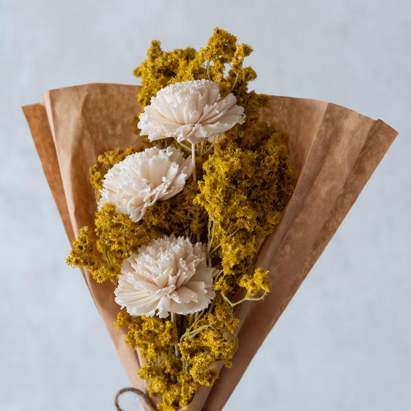 Nima Yellow Dried Flower Bunch With Vase media 3