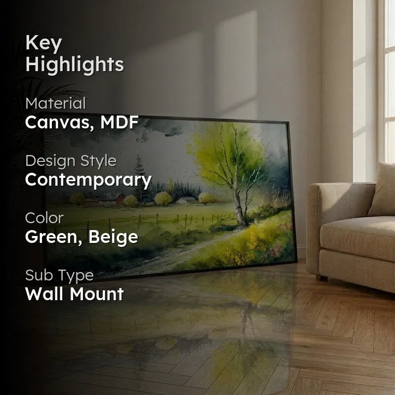 Sunlit Meadow Canvas Wall Painting With Frame media 2