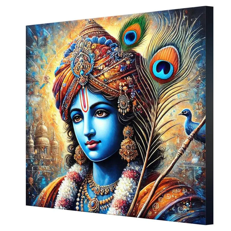Giridhari Krishna Poly Canvas Wall Painting media 5