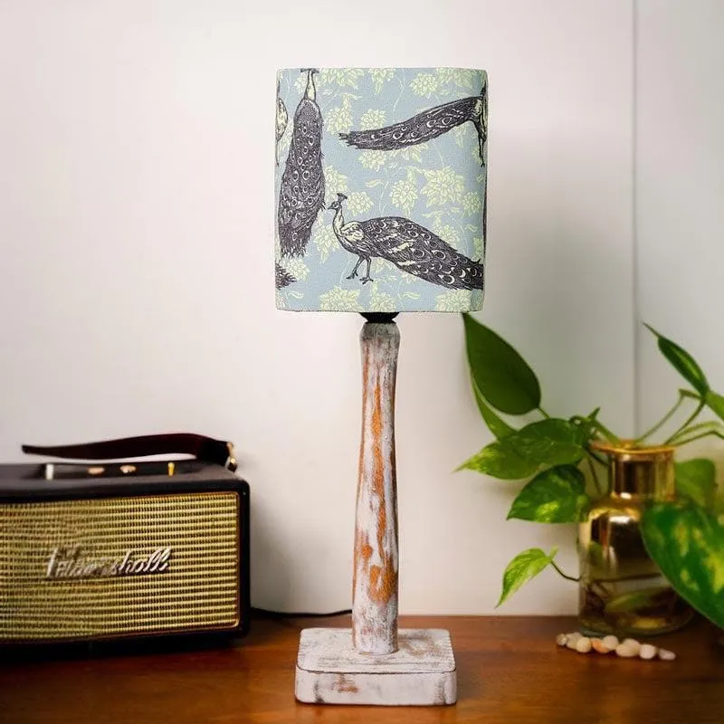 Peacocks Dance With Distress Stand Fabric Table Lamp - Multicolor media 3