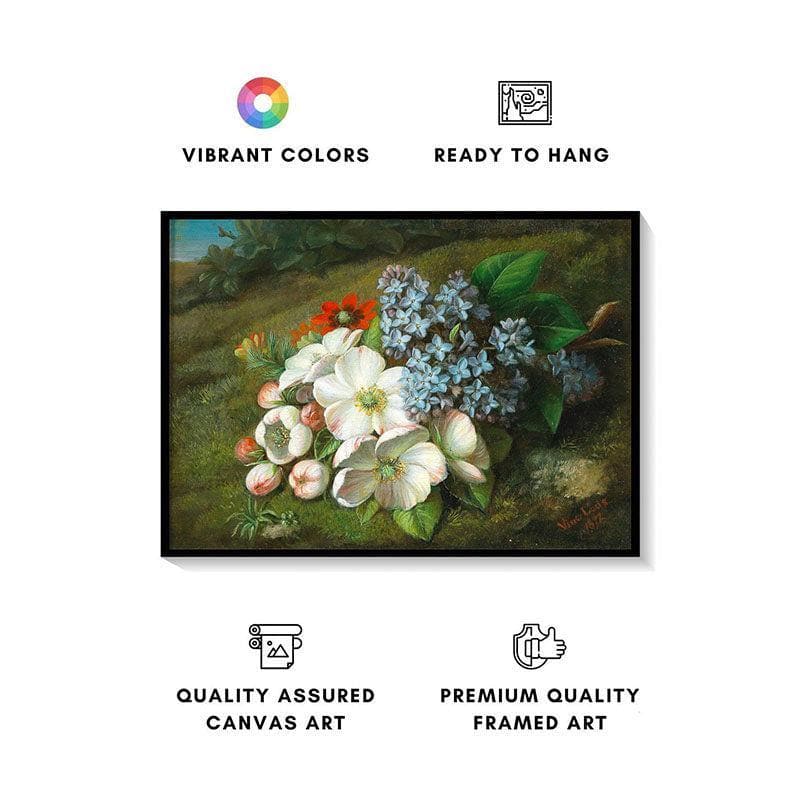 Apple Blossom Canvas Wall Painting - Black Frame media 4
