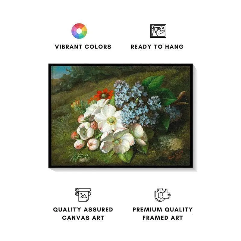 Apple Blossom Canvas Wall Painting - Black Frame media 4