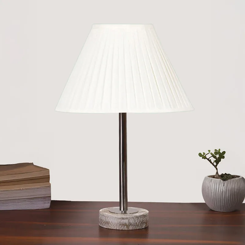 Pleatra Rodin Wooden Table Lamp - White,Silver,White media 3
